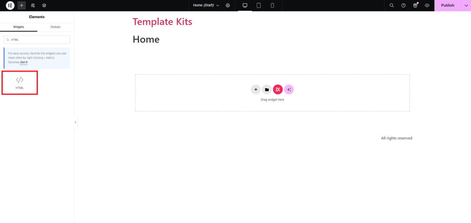 Edit HTML in Elementor - Support