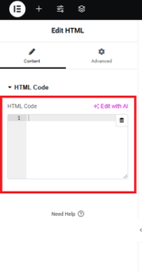 Edit HTML in Elementor - Support